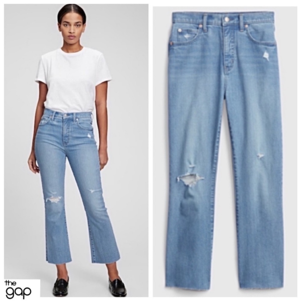 🎉 NWT 🎉 GAP Kick Fit Flare High Rise Capri Jeans Size 30/10
